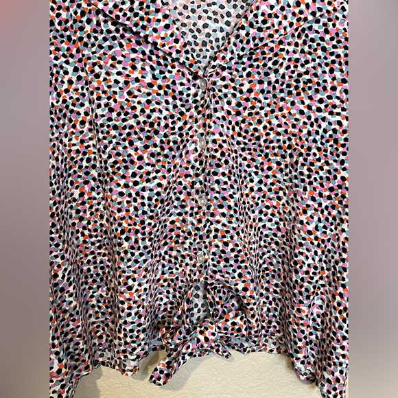 ELOQUII Elements' Women’s Tie Waist Cropped Camp Shirt Button Down NWT Multi - Picture 7 of 9